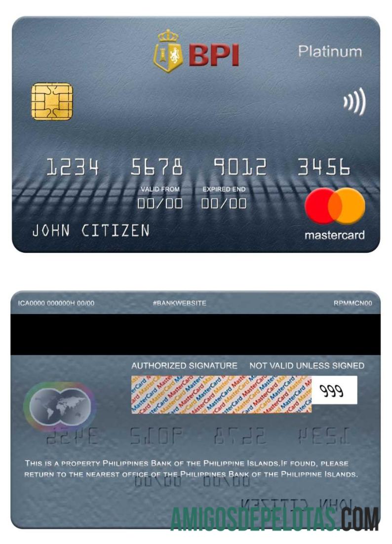 Philippines Bank Of The Philippine Islands Mastercard Platinum template